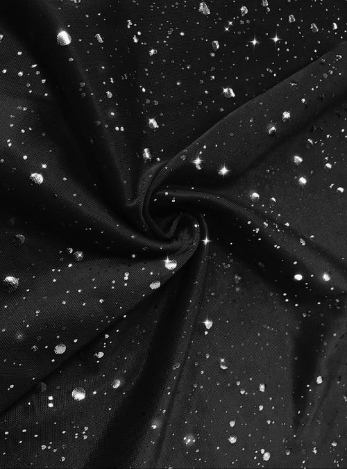 Elegant Sparkling Ruffled Hem Foil-Stamped Dress