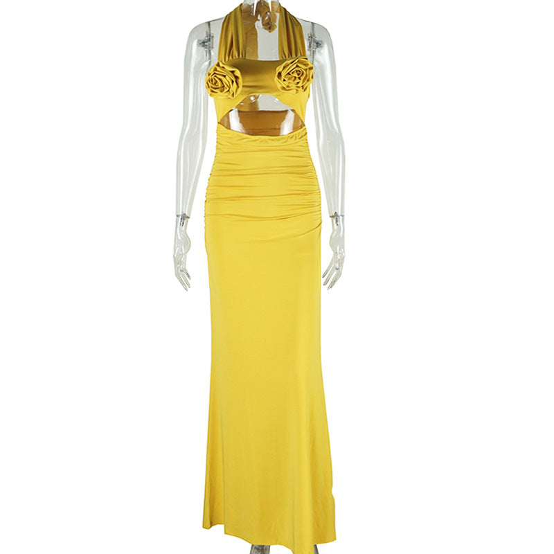 Neck-hanging 3D Flower Dress For Women